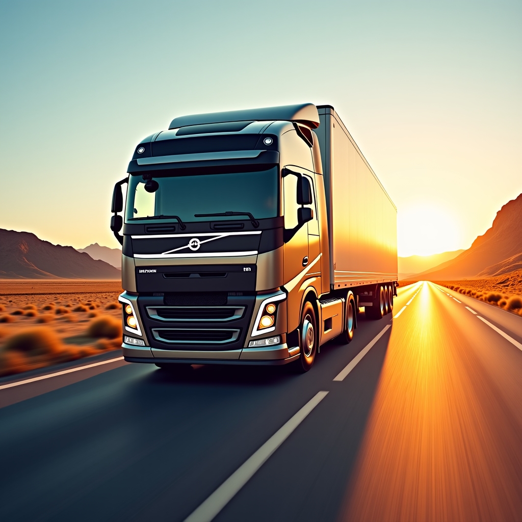 American truck on open highway